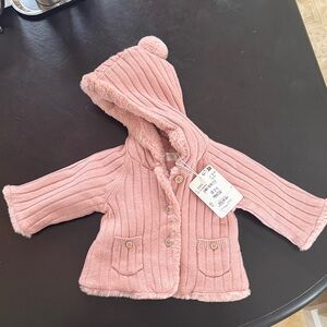 Pink Hooded Baby Cardigan